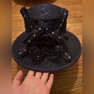 Davianna Purple/Blue Animal/Cheetah/Leopard Fancy Church Hat W/Bow Details - NWT